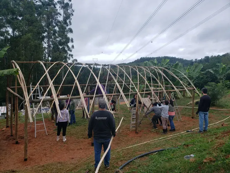 Bamboo arches made in the bamboo nursery workshop