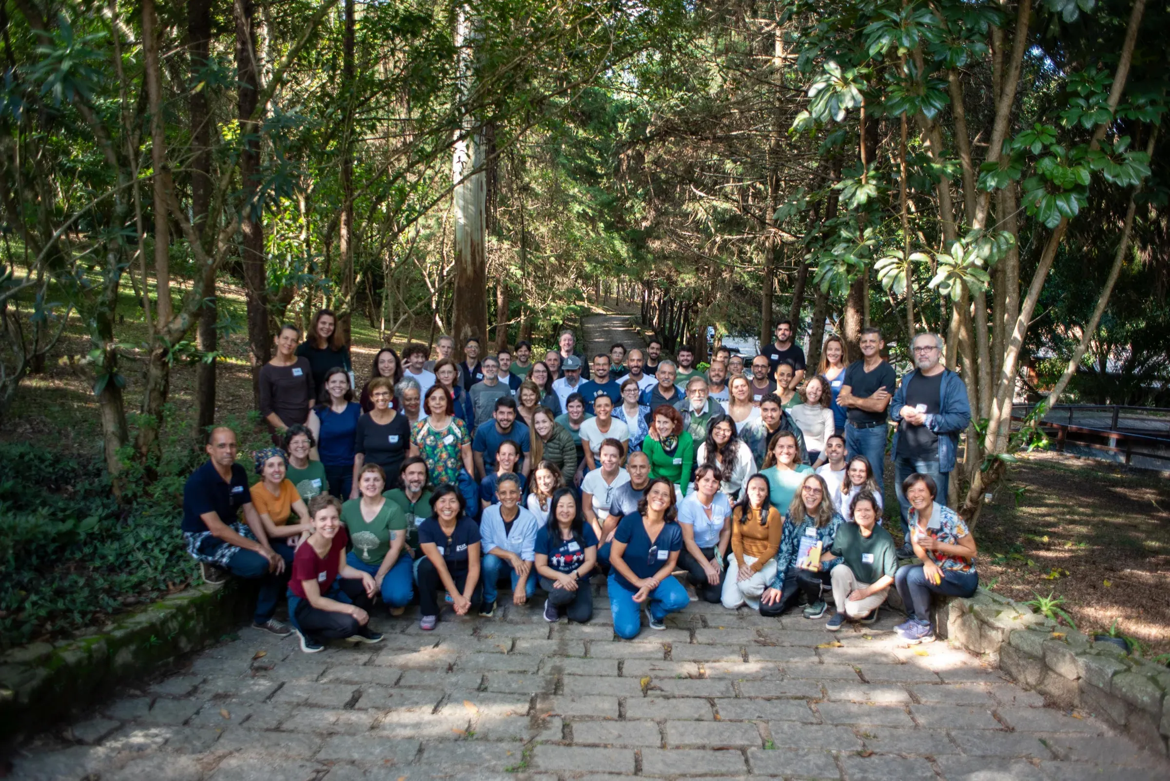Astral Projection Immersion group gathered on the Monastery's stone avenue in April 2025